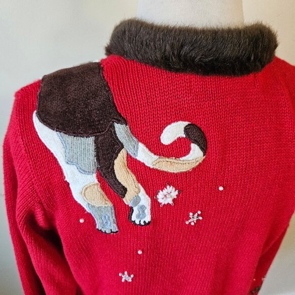 Arrviste Ramie Sweater Christmas Crazy Cat Lady M - Picture 6 of 7